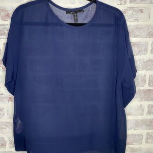 BCBGMaxAzria Navy “Mireya” Relaxed Silk T-Shirt